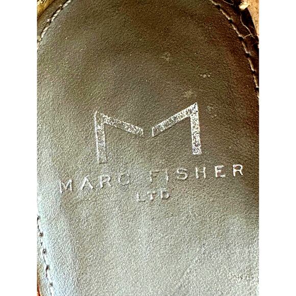Marc Fisher Leather/Suede Platform Wedge Espadrille Sandal Taupe EUC Size 6 - Picture 6 of 7